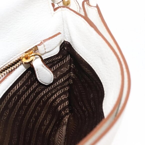 PRADA Shoulder Bag Leather White Gold Auth ep11182 - Picture 12 of 16